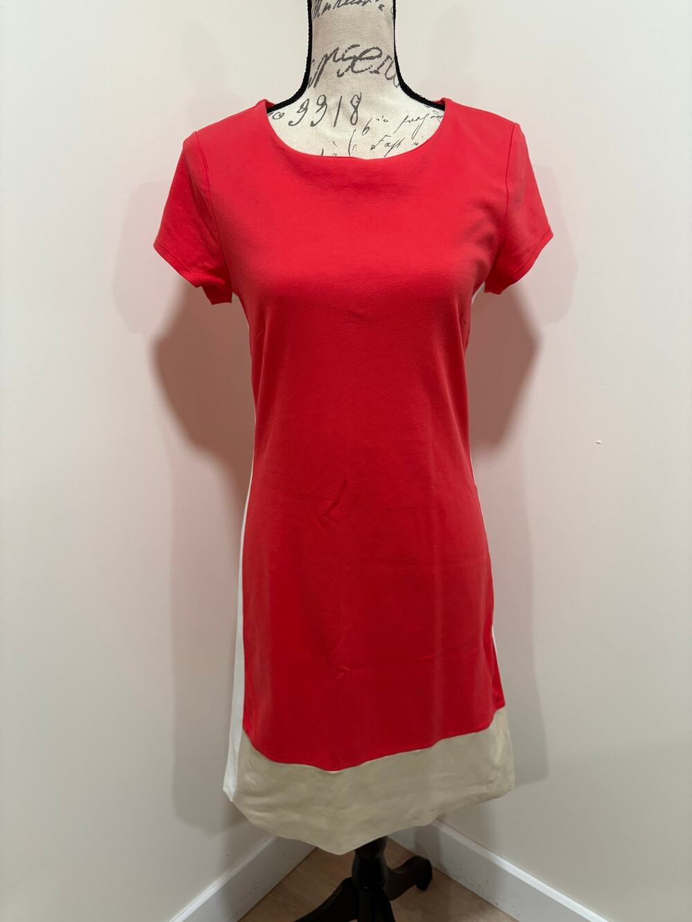 New York & Company 100% Cotton Coral Tee Shirt Dress Size Small